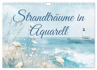 Strandträume in Aquarell (Wandkalender 2026 DIN A4 quer), CALVENDO Monatskalender