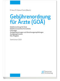 Vorderes Coverbild Gebührenordnung für Ärzte (GOÄ), Stand Januar 2020