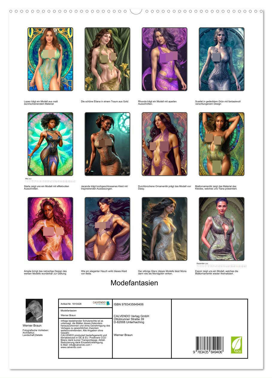 Modefantasien (hochwertiger Premium Wandkalender 2025 DIN A2 hoch), Kunstdruck in Hochglanz