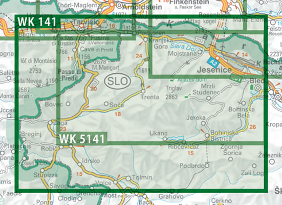 WK 141 Julische Alpen, Wanderkarte 1:50.000