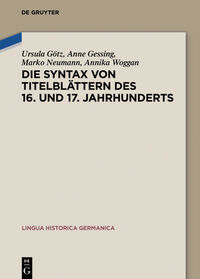 Vorderes Coverbild Die Syntax von Titelblättern des 16. und 17. Jahrhunderts