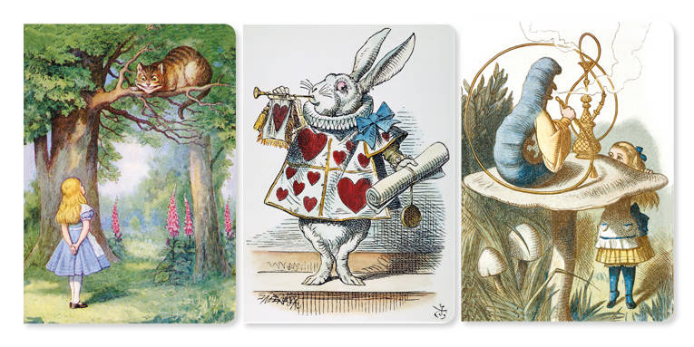 Dreier Set Mini-Notizbücher: John Tenniel, Alice im Wunderland
