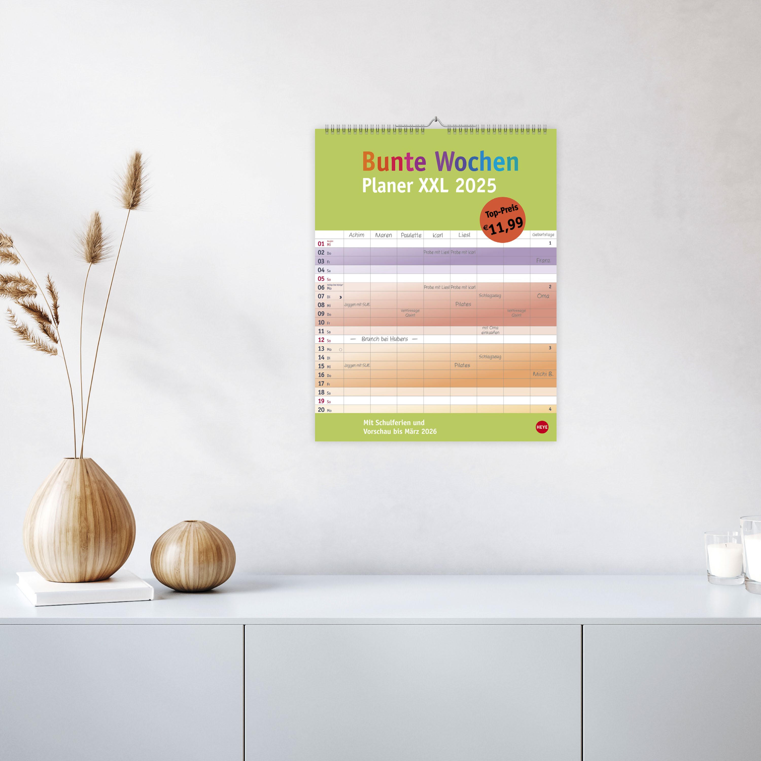 Bunte Wochen Planer XXL 2025