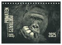 PRIMATEN PORTRAITS - monochrom (Tischkalender 2025 DIN A5 quer), CALVENDO Monatskalender