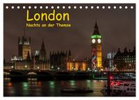 London - Nachts an der Themse (Tischkalender 2025 DIN A5 quer), CALVENDO Monatskalender
