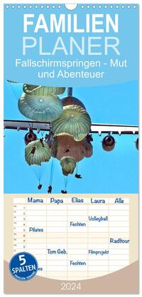 Familienplaner 2026 - Fallschirmspringen - Mut und Abenteuer mit 5 Spalten (Wandkalender, 21 x 45 cm) CALVENDO