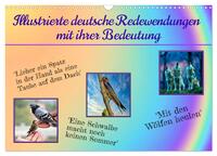 Illustrierte deutsche Redewendungen mit ihrer Bedeutung (Wandkalender 2026 DIN A3 quer), CALVENDO Monatskalender