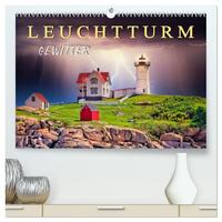 Leuchtturm Gewitter (hochwertiger Premium Wandkalender 2026 DIN A2 quer), Kunstdruck in Hochglanz