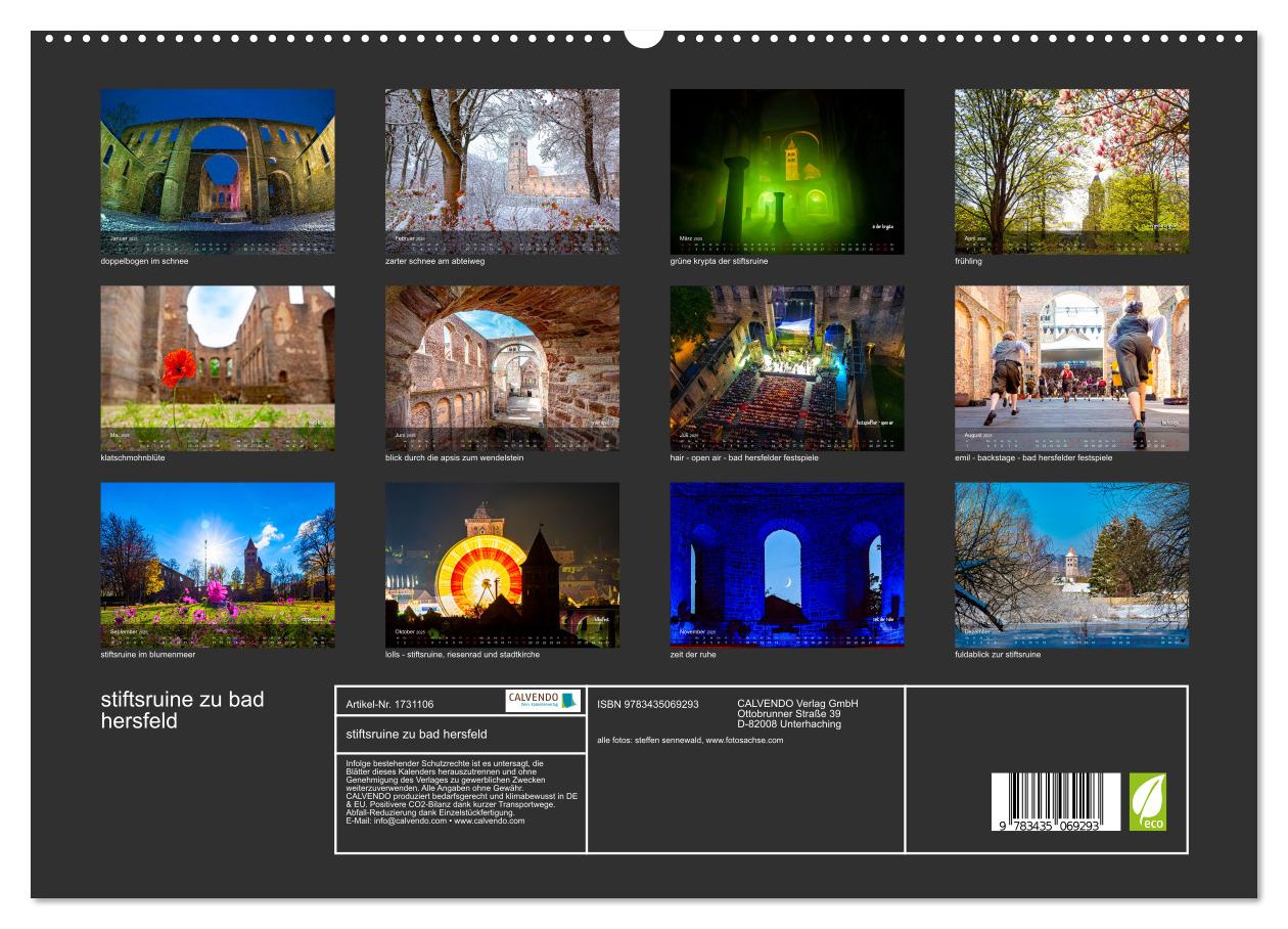 Beispielinhalt (Bild) stiftsruine zu bad hersfeld (hochwertiger Premium Wandkalender 2025 DIN A2 quer), Kunstdruck in Hochglanz