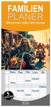 Vorderes Coverbild Familienplaner 2026 - Motorrad tolle Momente mit 5 Spalten (Wandkalender, 21 x 45 cm) CALVENDO