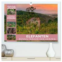 ELEFANTEN - Rüsselträger der Herzen (hochwertiger Premium Wandkalender 2026 DIN A2 quer), Kunstdruck in Hochglanz