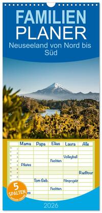 Familienplaner 2026 - Neuseeland von Nord bis Süd mit 5 Spalten (Wandkalender, 21 x 45 cm) CALVENDO