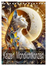 Katzen Mondlichtkonzert (Tischkalender 2026 DIN A5 hoch), CALVENDO Monatskalender
