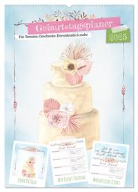 Vorderes Coverbild Geburtstagsplaner Boho Blau - Für Termine, Geschenke, Eventdetails & mehr (Wandkalender 2025 DIN A2 hoch), CALVENDO Monatskalender