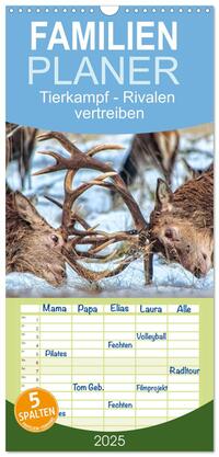 Familienplaner 2025 - Tierkampf - Rivalen vertreiben mit 5 Spalten (Wandkalender, 21 x 45 cm) CALVENDO