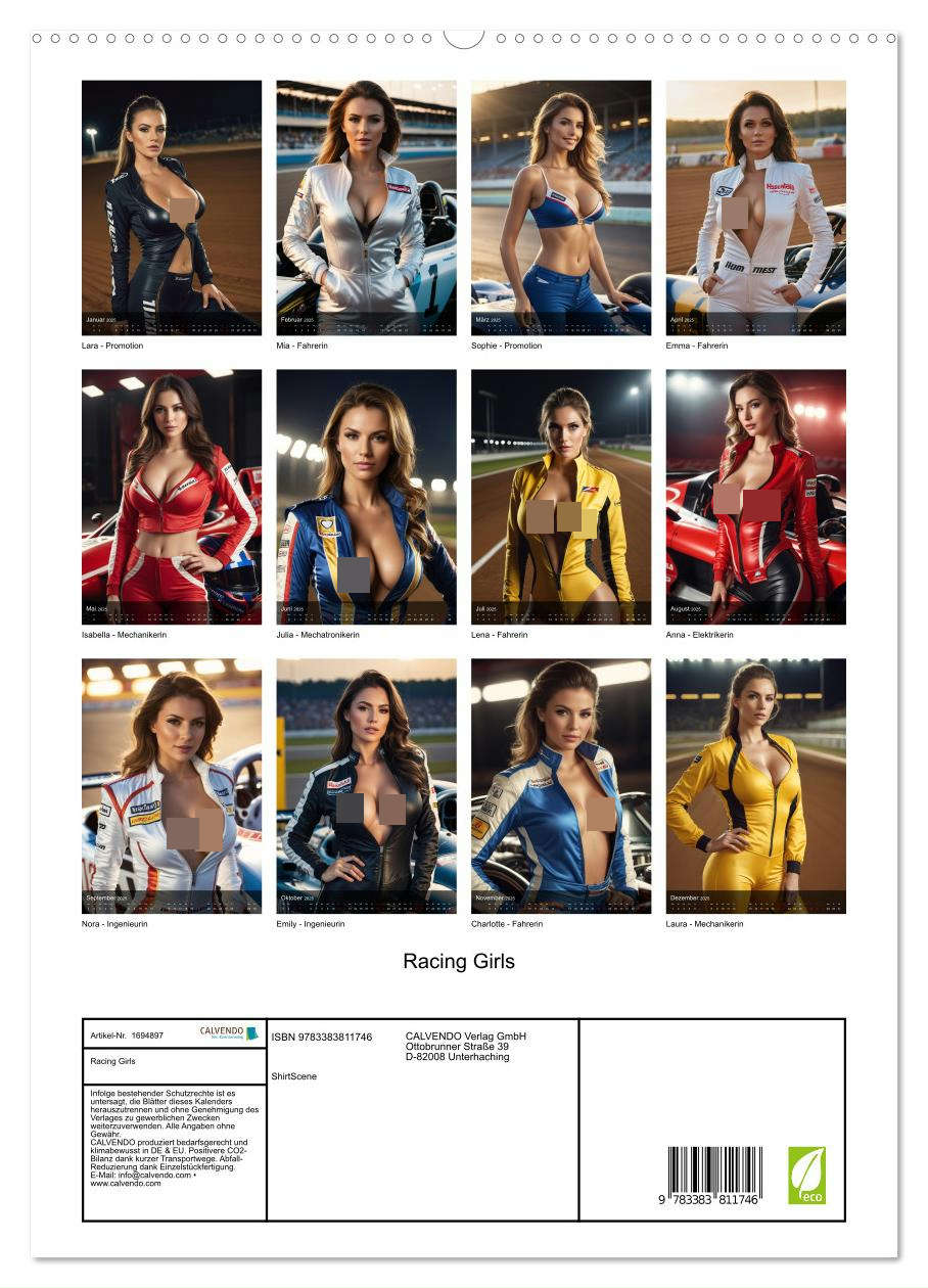 Racing Girls (hochwertiger Premium Wandkalender 2025 DIN A2 hoch), Kunstdruck in Hochglanz
