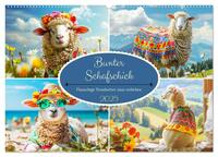 Bunter Schafschick. Flauschige Trendsetter zum verlieben (Wandkalender 2025 DIN A2 quer), CALVENDO Monatskalender
