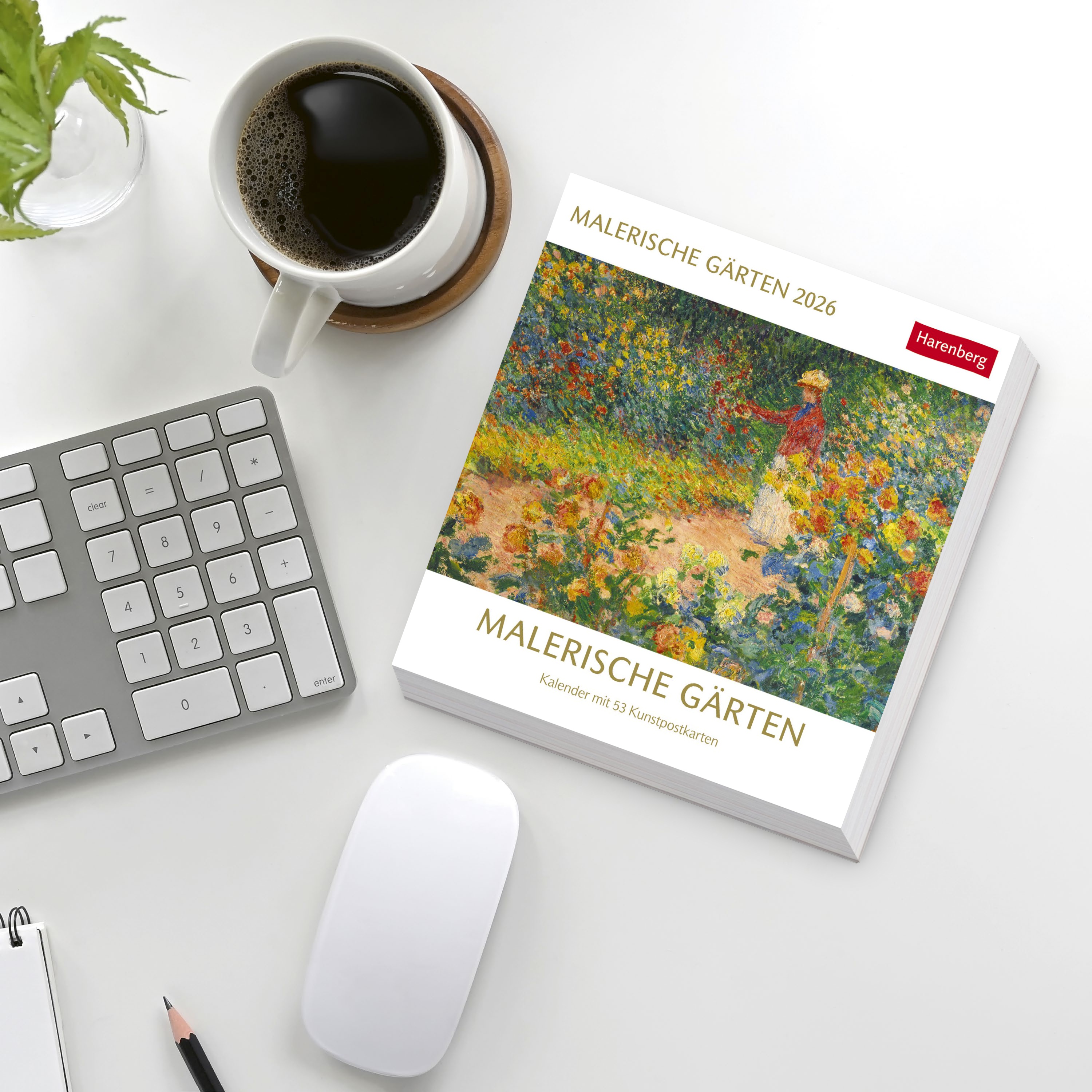 Malerische Gärten Postkartenkalender 2026 - Kalender mit 53 Kunstpostkarten