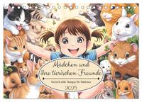 Mädchen und ihre tierischen Freunde - Tierisch süße Mangas für Mädchen (Tischkalender 2025 DIN A5 quer), CALVENDO Monatskalender