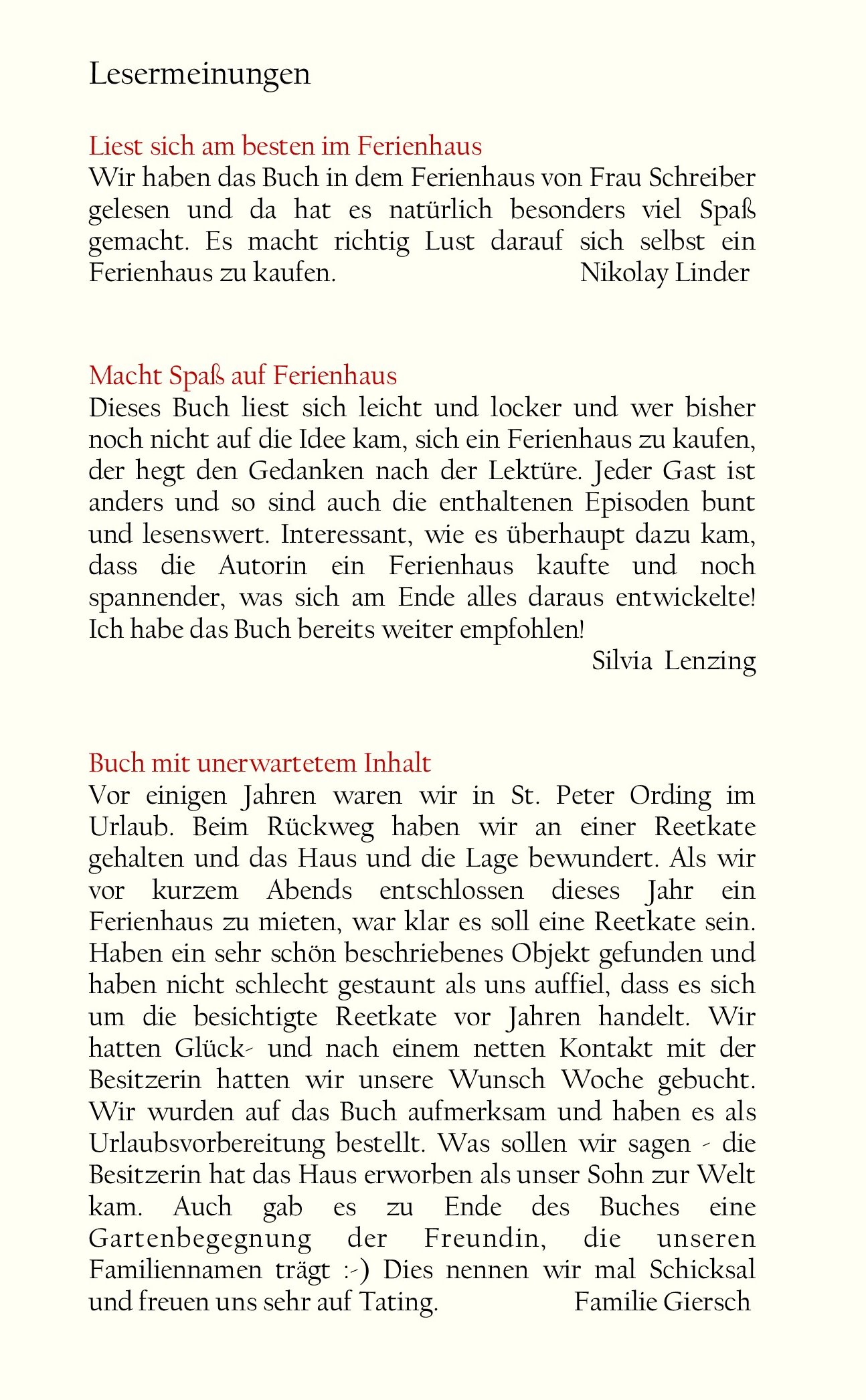 Aus dem Ferienhaus geplaudert