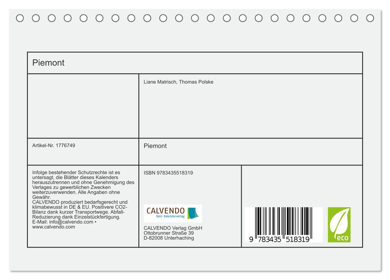Beispielinhalt (Bild) Piemont (Tischkalender 2025 DIN A5 quer), CALVENDO Monatskalender