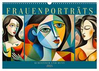 Vorderes Coverbild Frauenporträts, kubistisch und bunt (Wandkalender 2025 DIN A3 quer), CALVENDO Monatskalender