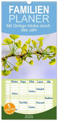 Familienplaner 2025 - Mit Ginkgo biloba durch das Jahr mit 5 Spalten (Wandkalender, 21 x 45 cm) CALVENDO