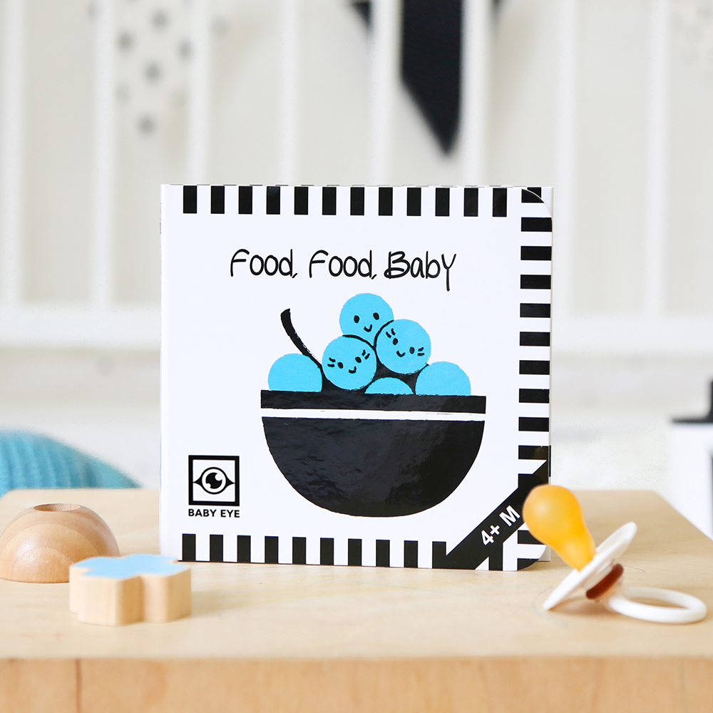 Food, Food, Baby: Kontrastreiches Faltbuch für Babys · Kontrastbuch angepasst an Babyaugen · Schwarz Weiß Primärfarben Buch für Neugeborene · Mein erstes Bilderbuch · Montessori Buch