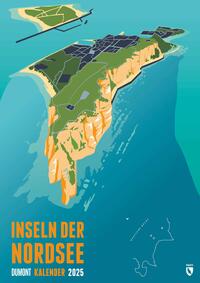 DUMONT - Inseln der Nordsee 2025 Wandkalender, 29,7x42cm, Kalender mit außergewöhnlich gestalteten Karten von Marmota Maps, Nordseeinseln einmal anders
