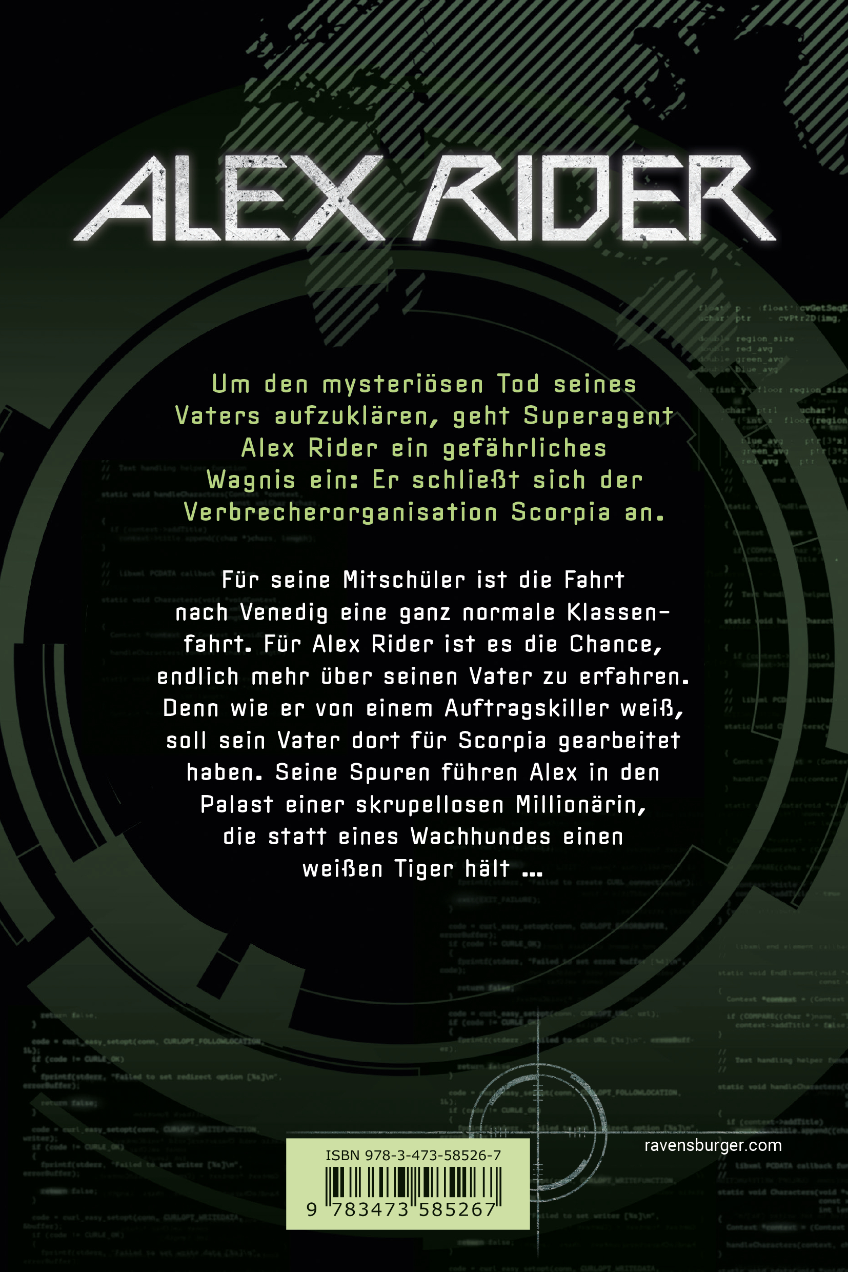 Rückseitencover Alex Rider, Band 5 - Scorpia