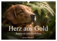Herz aus Gold - Retriever zum Verlieben (Wandkalender 2026 DIN A3 quer), CALVENDO Monatskalender