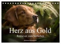 Herz aus Gold - Retriever zum Verlieben (Tischkalender 2026 DIN A5 quer), CALVENDO Monatskalender