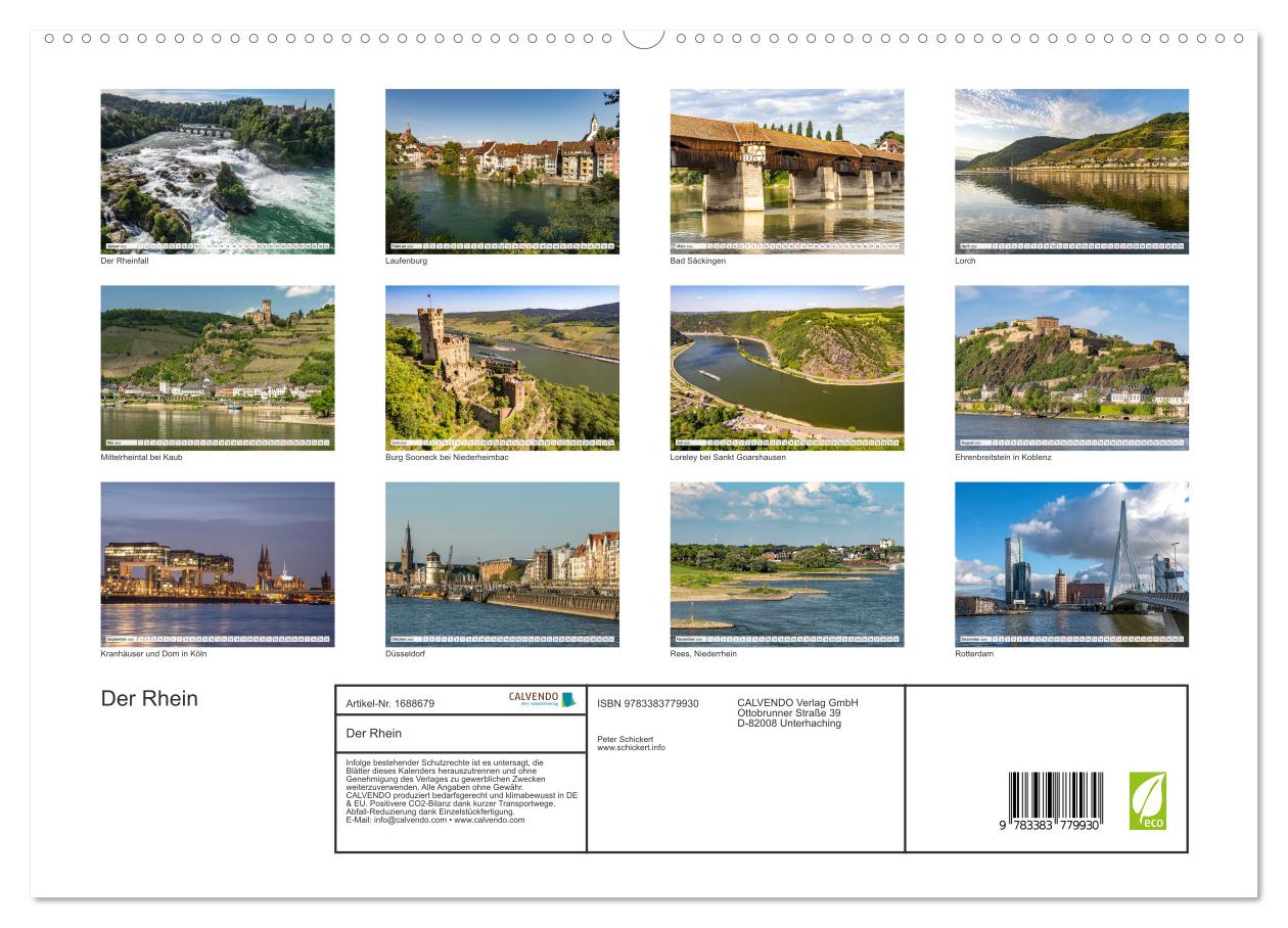 Beispielinhalt (Bild) Der Rhein (hochwertiger Premium Wandkalender 2025 DIN A2 quer), Kunstdruck in Hochglanz