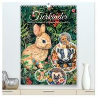 Tierkinder - Niedliche illustrierte Wildtiere in Wald und Flur (hochwertiger Premium Wandkalender 2026 DIN A2 hoch), Kunstdruck in Hochglanz