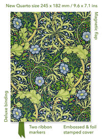 Premium Notizbuch Quartformat: William Morris, Meeresalgen Tapetendesign