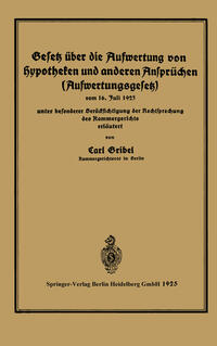 Vorderes Coverbild Gesetz über die Aufwertung von Hypotheken und anderen Ansprüchen (Aufwertungsgesetz)