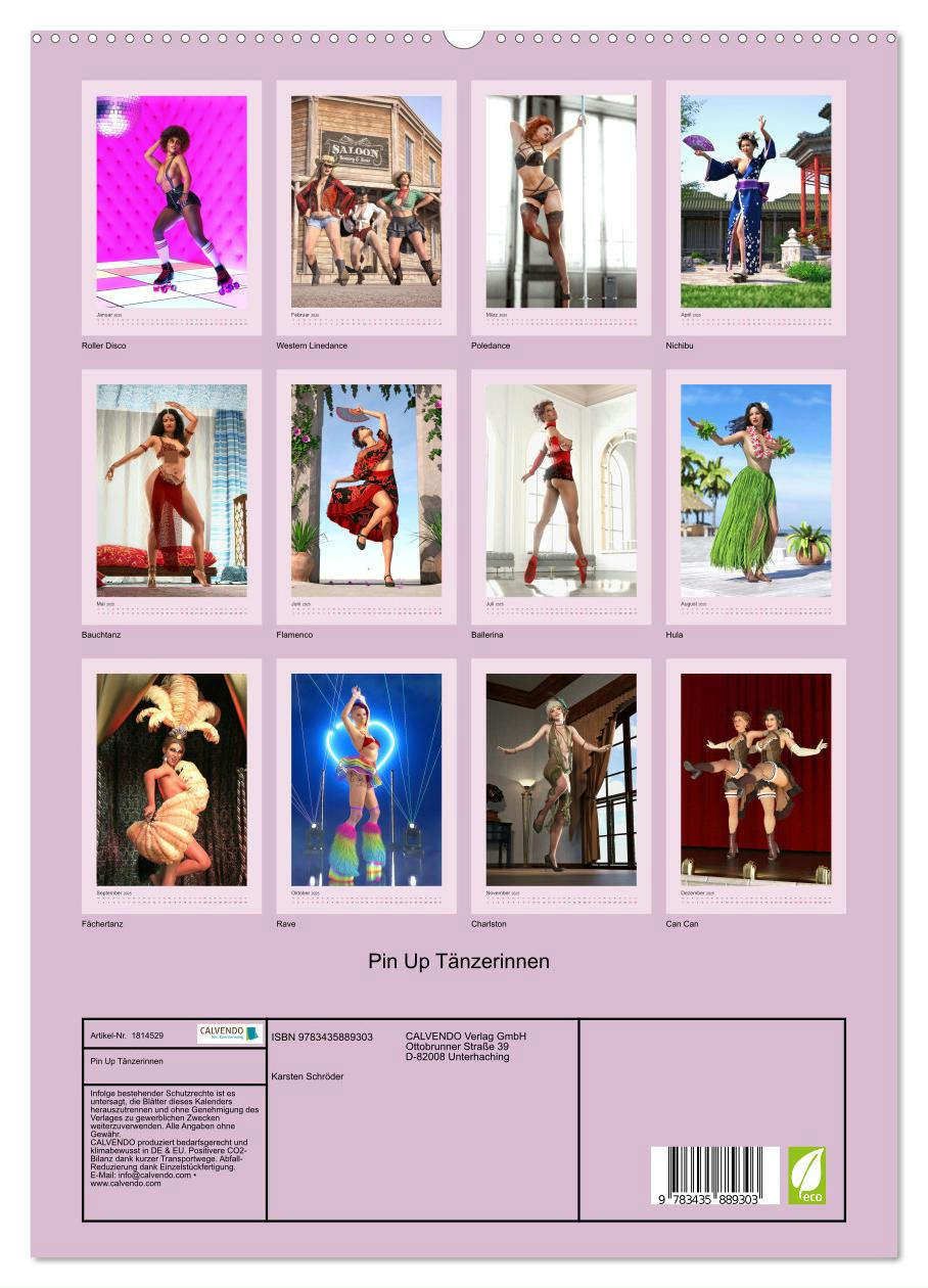 Pin Up Tänzerinnen (hochwertiger Premium Wandkalender 2025 DIN A2 hoch), Kunstdruck in Hochglanz