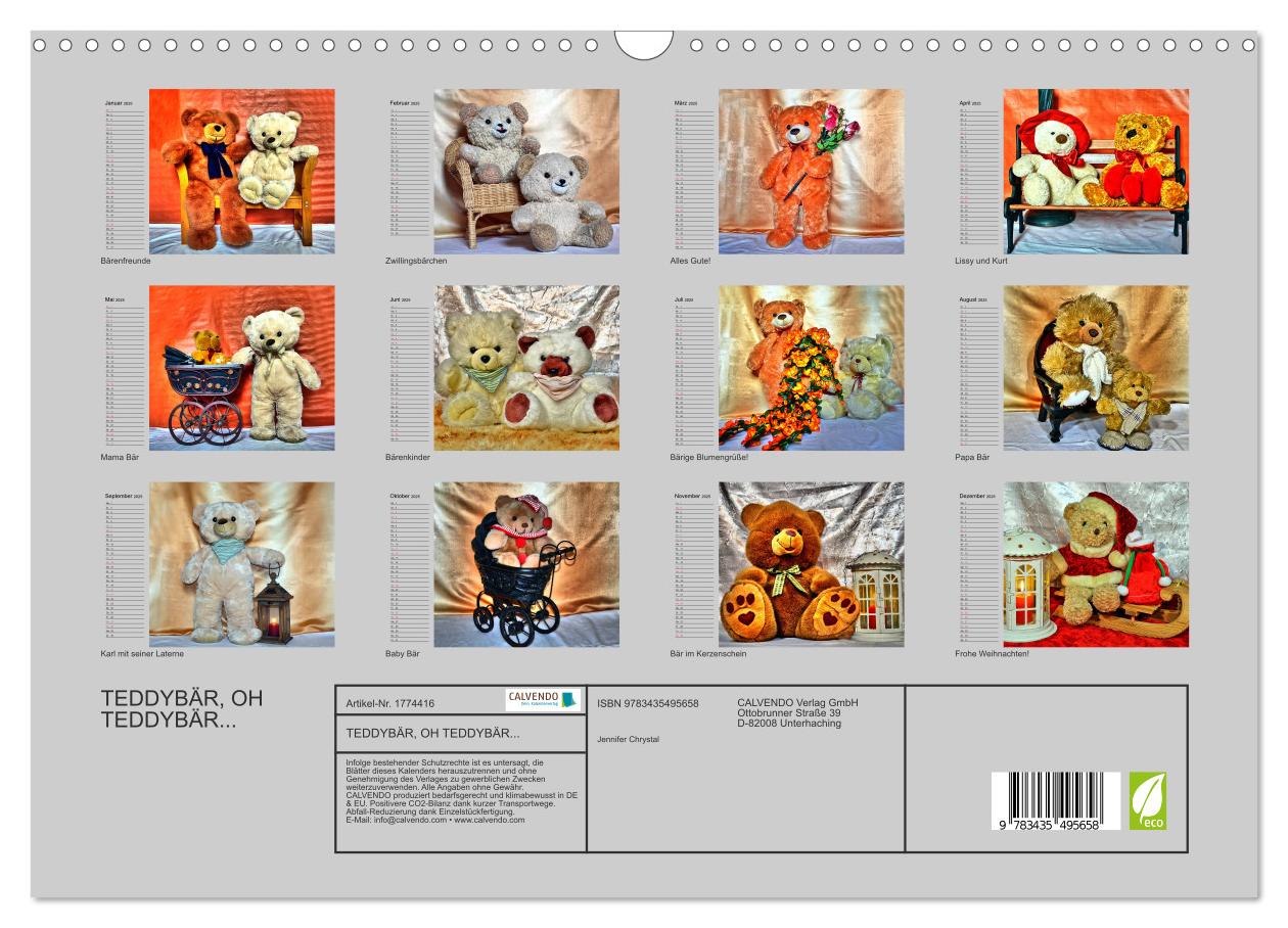 Beispielinhalt (Bild) TEDDYBÄR, OH TEDDYBÄR... (Wandkalender 2025 DIN A3 quer), CALVENDO Monatskalender