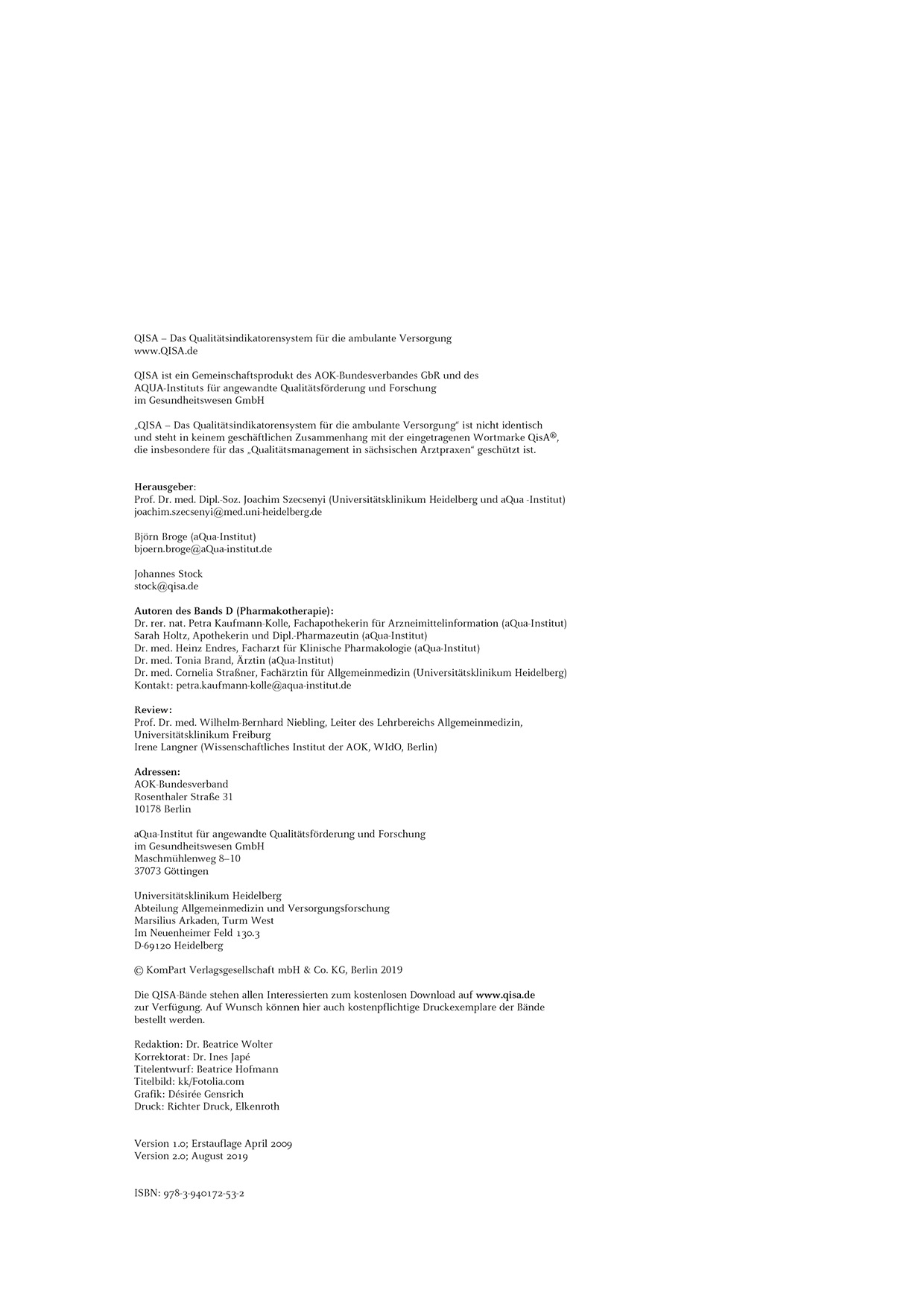 Band D: Pharmakotherapie (Version 2.0)