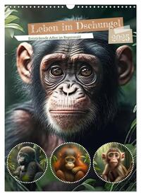 Leben im Dschungel. Entzückende Affen im Regenwald (Wandkalender 2025 DIN A3 hoch), CALVENDO Monatskalender