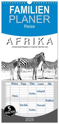 Familienplaner 2025 - AFRIKA - Schwarz-weiss Fotografien im modernen "High Key" Look mit 5 Spalten (Wandkalender, 21 x 45 cm) CALVENDO