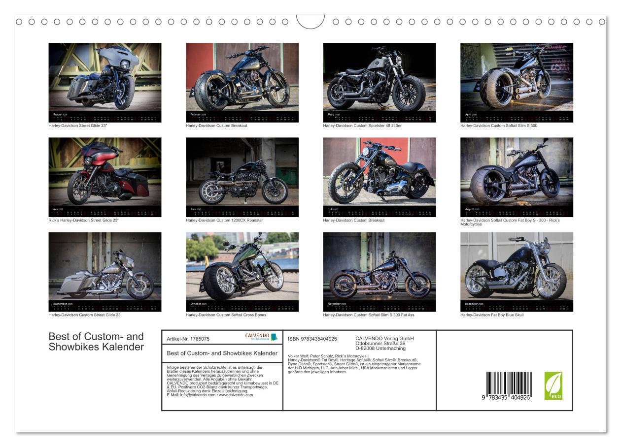 Beispielinhalt (Bild) Best of Custom- and Showbikes Kalender (Wandkalender 2025 DIN A3 quer), CALVENDO Monatskalender