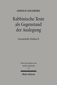 Vorderes Coverbild Rabbinische Texte als Gegenstand der Auslegung