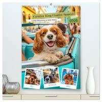 Cavalier King Charles Spaniel - Lustige Weltenreise im Selfie-Modus (hochwertiger Premium Wandkalender 2026 DIN A2 hoch), Kunstdruck in Hochglanz