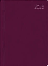 Zettler - Taschenkalender 2025 bordeaux, 8,3x10,7cm, Taschenplaner mit 140 Seiten im flexiblen Kunststoffeinband, Tages- und Wochenzählung, Mondphasen, Wochenübersicht und internationales Kalendarium