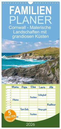 Familienplaner 2026 - Cornwall - Malerische Landschaften mit grandiosen Küsten mit 5 Spalten (Wandkalender, 21 x 45 cm) CALVENDO