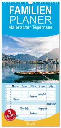 Familienplaner 2026 - Malerischer Tegernsee mit 5 Spalten (Wandkalender, 21 x 45 cm) CALVENDO