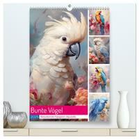 Bunte Vögel. Bezaubernde Papageien-Aquarelle (hochwertiger Premium Wandkalender 2025 DIN A2 hoch), Kunstdruck in Hochglanz