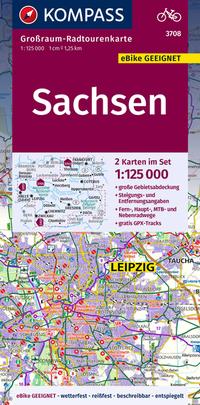 KOMPASS Großraum-Radtourenkarte 3708 Sachsen, 1:125.000