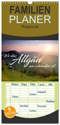 Familienplaner 2026 - Wo das Allgäu am schönsten ist mit 5 Spalten (Wandkalender, 21 x 45 cm) CALVENDO